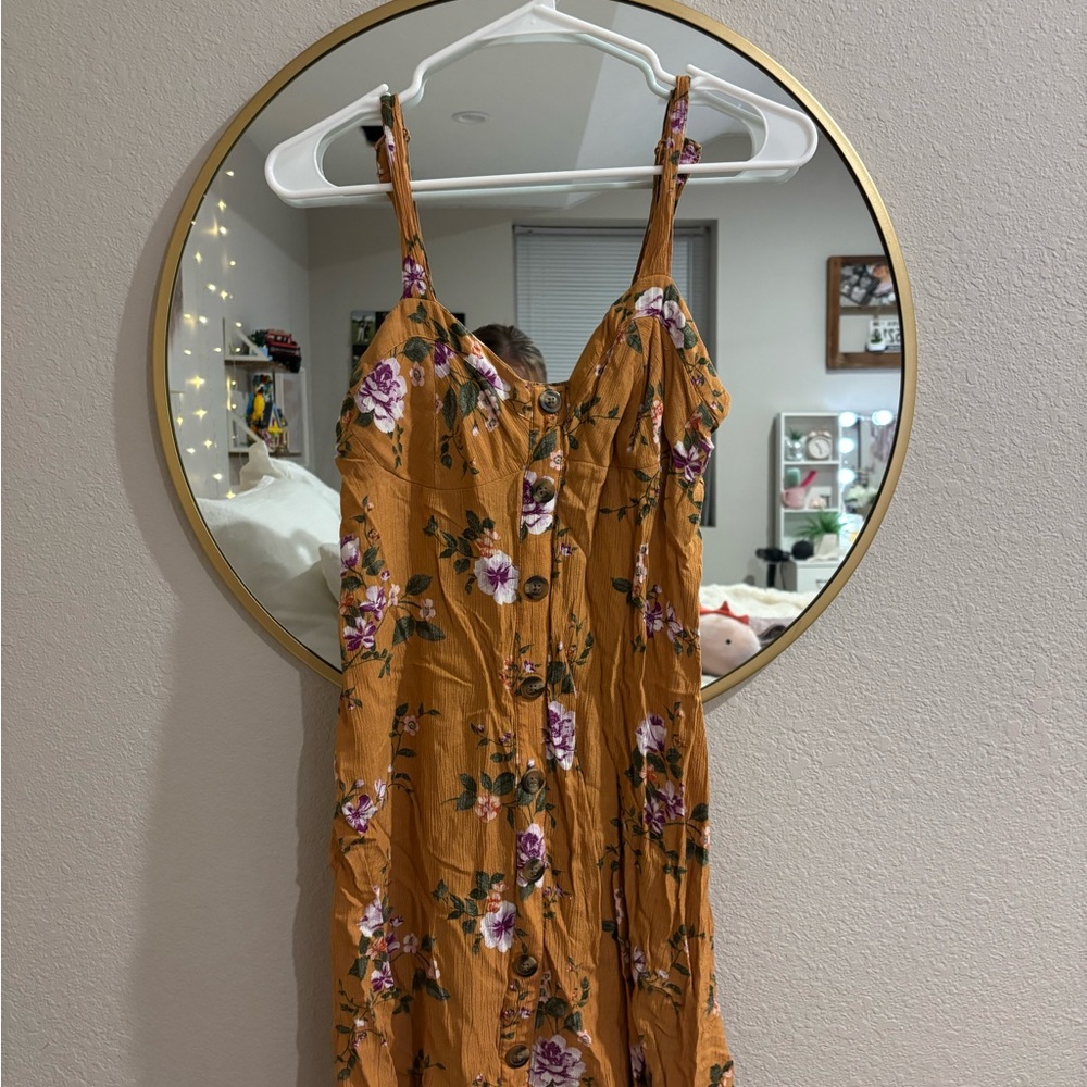American Rag Mustard Floral Midi Dress